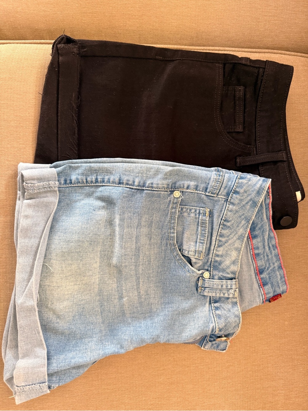 Universal Thread Black Cropped Jeans and Blue Jean shorts